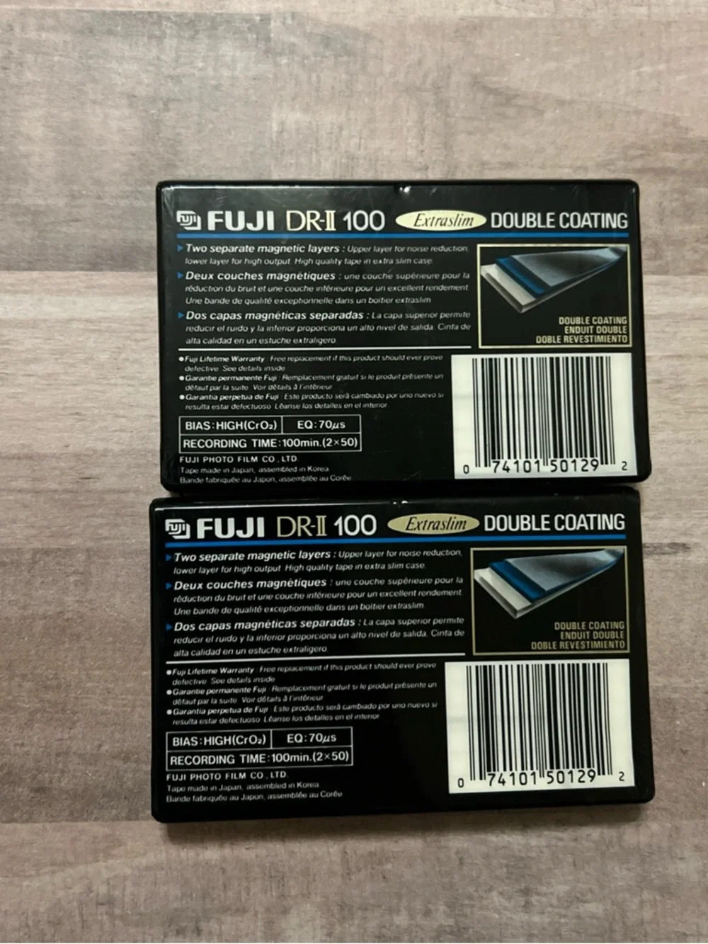 Fuji DR-II High Bias 100 Type 2 Blank Audio Cassette Tapes Sealed Lot of 2